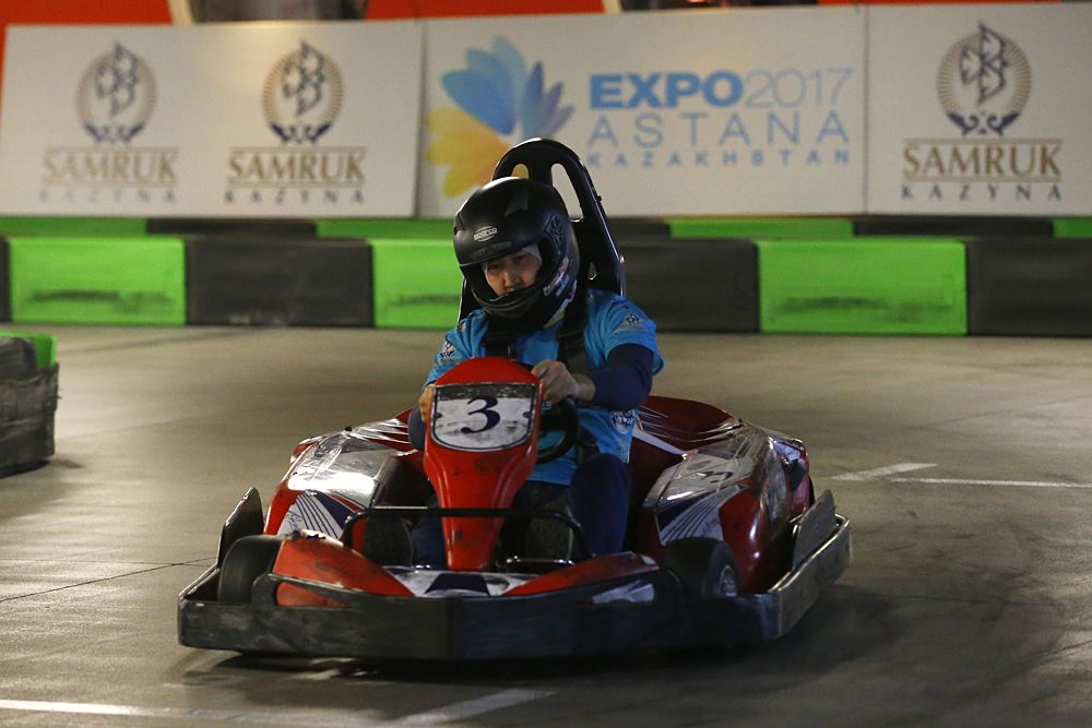 Astana go-karting at team camp in Tuscany