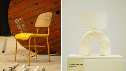 Yellow chair and white lamp at Design Week Lagos 2022