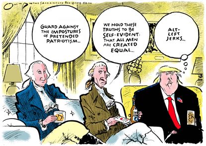 Political cartoon U.S. Trump founding fathers constitution alt-left
