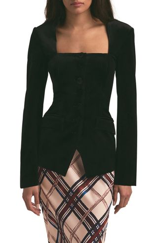 The Penelope Square Neck Velvet Jacket