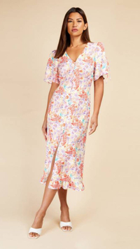 Floral Button Detail Midi Dress | $85.88 / £69 | Little Mistress