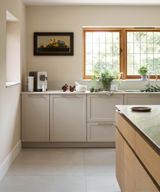 Simple, modern kitchen with a calm color palette