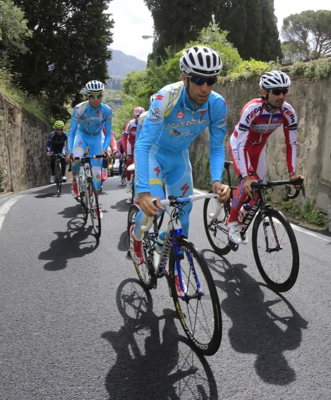 Vincenzo Nibali (Astana) leads the ride on the climbs