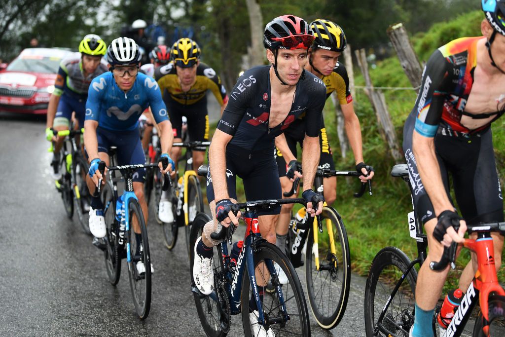 LAGOS DE COVADONGA SPAIN SEPTEMBER 01 Adam Yates of United Kingdom and Team INEOS Grenadiers competes during the 76th Tour of Spain 2021 Stage 17 a 1855km stage from Unquera to Lagos de Covadonga 1085m lavuelta LaVuelta21 on September 01 2021 in Lagos de Covadonga Spain Photo by Tim de WaeleGetty Images