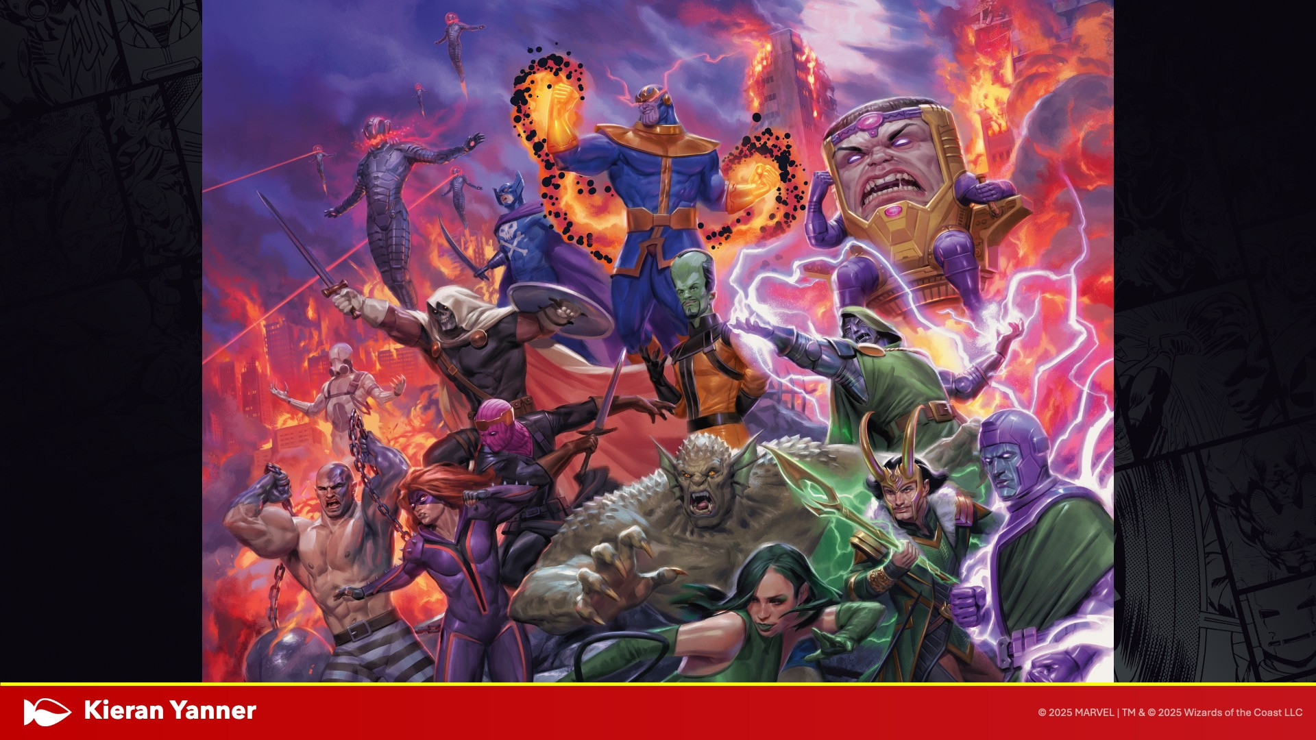 MTG Marvel Super Heroes artwork featuring Avengers villains in a group
