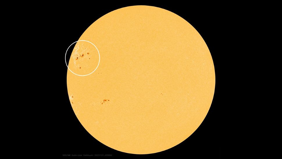 A região das manchas solares