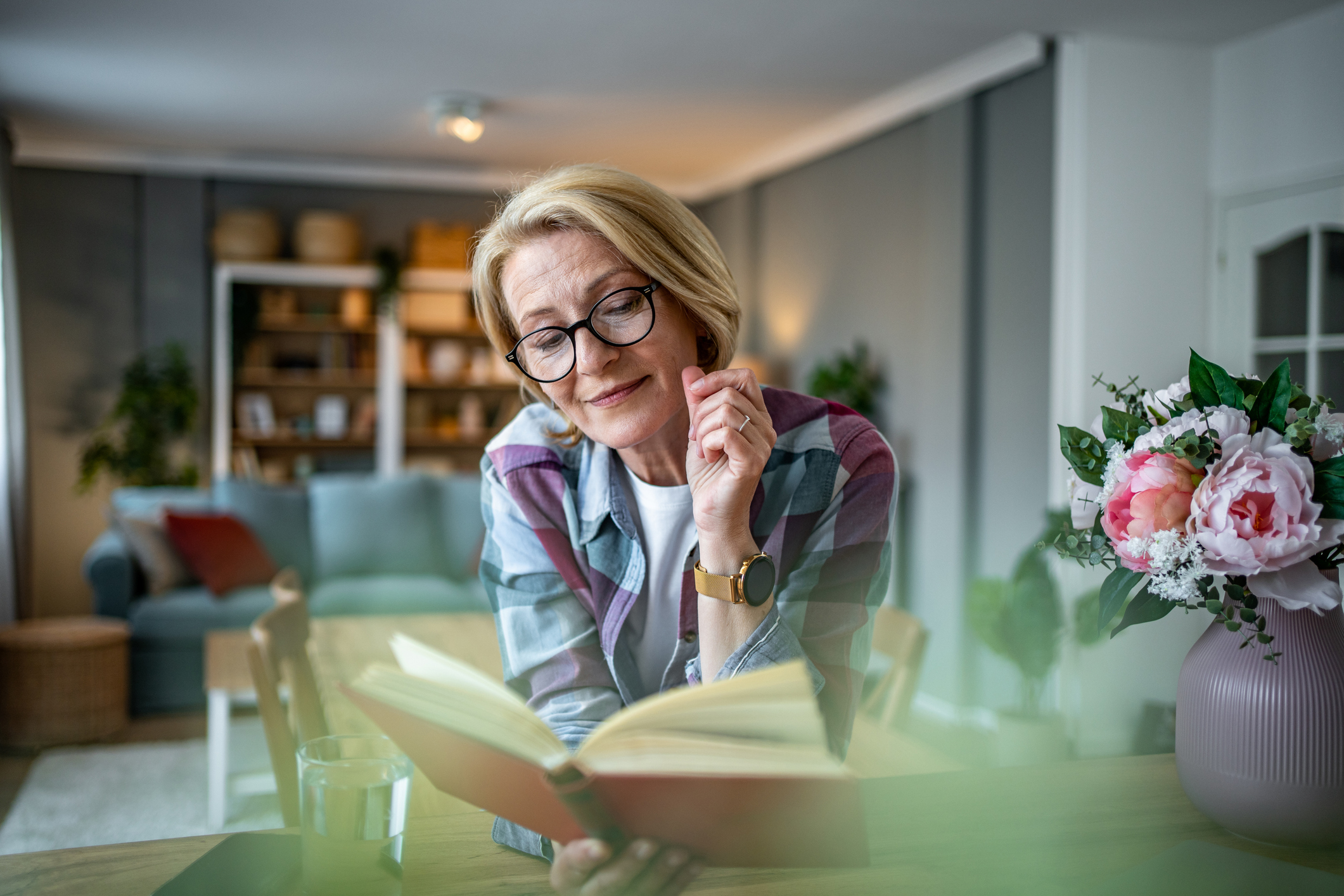 Woman reading book