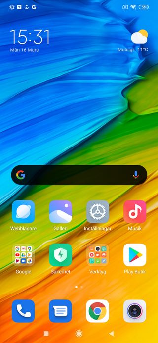Redmi Note 8T kör Android 9 med tillägget av sitt eget gränssnitt, MIUI.