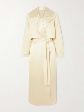 Dina Belted Satin-Twill Trench Coat