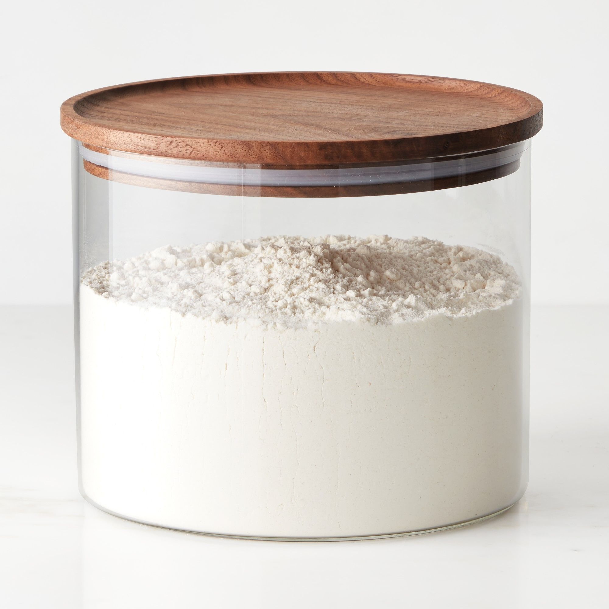 Hold Everything Stackable Glass Canister (Medium) Walnut