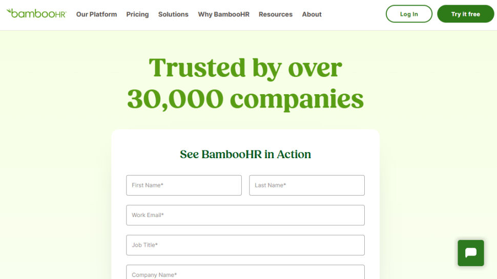 BambooHR website screenshot (May 2025)