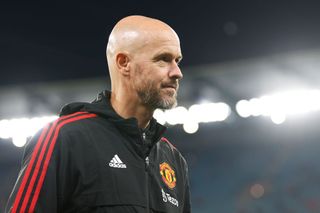 Manchester United manager Erik ten Hag looks on ahead of the Pre-Season friendly match between Melbourne Victory and Manchester United at Melbourne Cricket Ground on July 15, 2022 in Melbourne, Australia