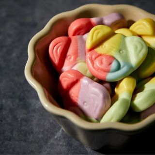 A bowl of Percy Pig sweets