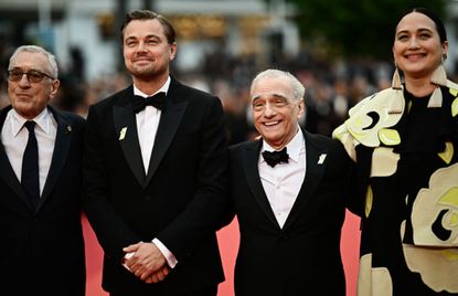 Robert De Niro, Leonardo DiCaprio, Martin Scorsese, and Lily Gladstone attend the Killers of the Flower Moon premiere at the Cannes Film Festival