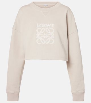 Anagram Cropped Cotton Jersey Sweatshirt