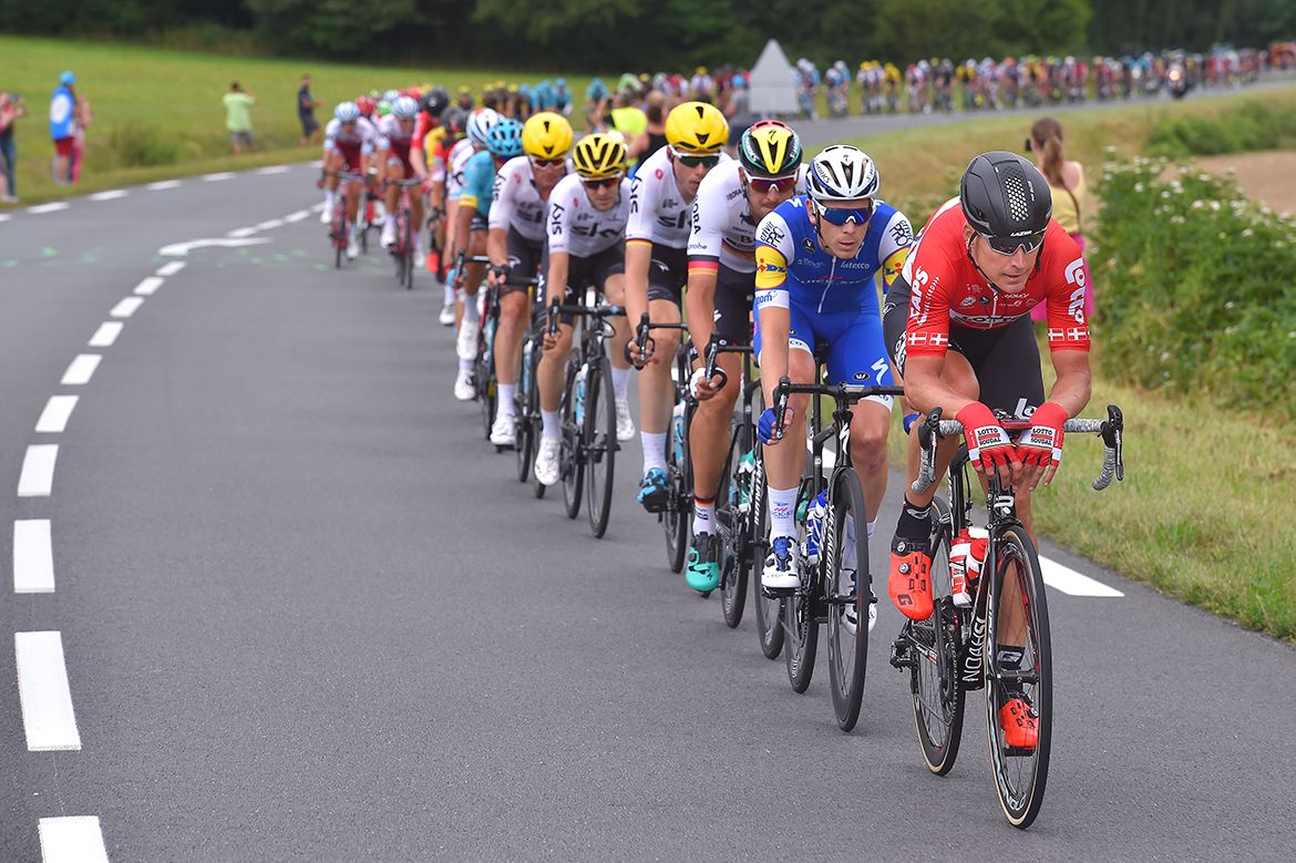 Lars Bak setting the pace in the Tour de France peloton