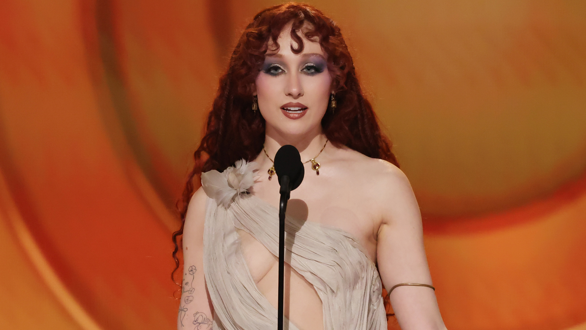 Chappell Roan Trades Her Naked 2026 Grammys Gown for TV-Friendly Archival Rodarte | Marie Claire Chappell Roan Trades Her Naked 2026 Grammys Gown for TV-Friendly Archival Rodarte | Marie Claire