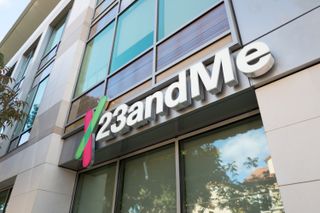 23andMe logo displayed on an office building in Mountain View, California.