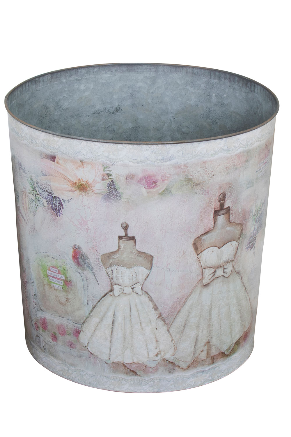 large oval metal vintage mannequin bin