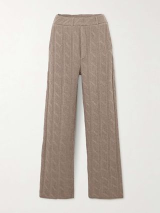 Ebba Cable-Knit Cashmere Wide-Leg Pants