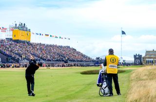 Xander Schauffele plays up the last in his Open win