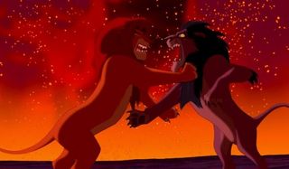 The Lion King Simba and Scar fight