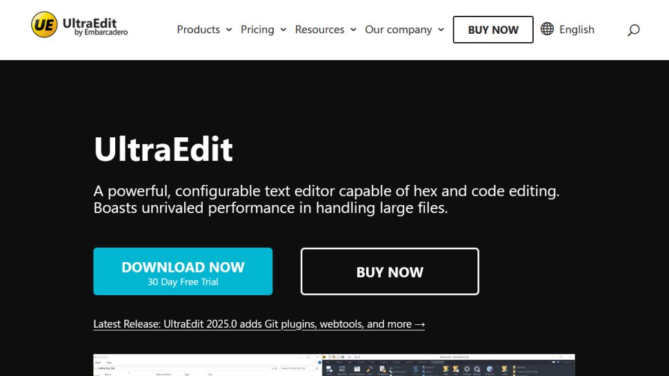 UltraEdit website screenshot (July 2025).