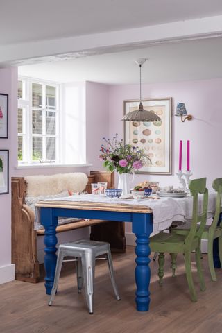 colourful kitchen diner in a cottage in Kent