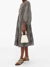 Ganni checked cotton-blend seersucker midi dress | $147