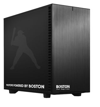 A speaker box with the Boston Group logo on it.