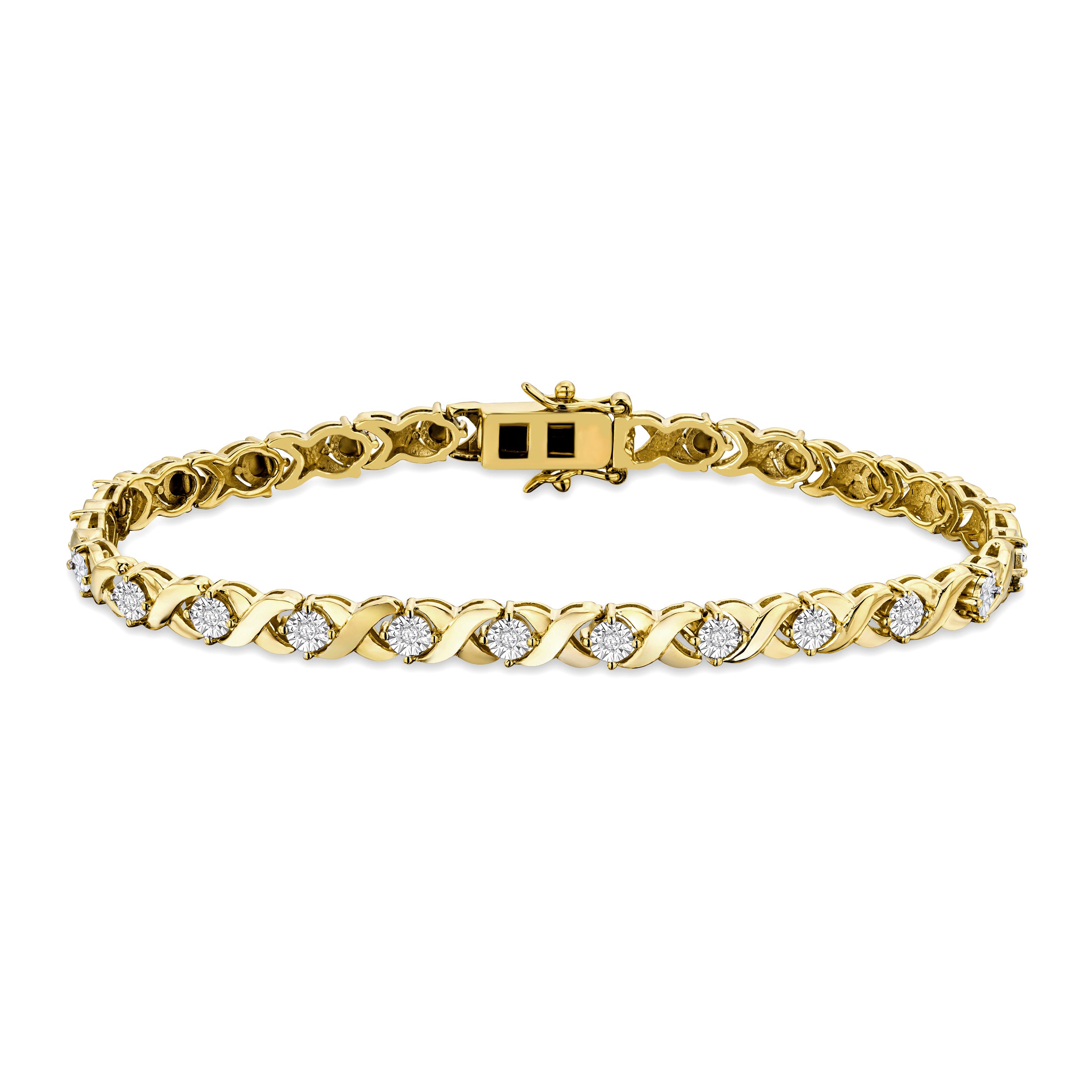 Diamond Kisses Bracelet With 0.05ct Set in 18k Gold Vermeil Medium - 18.5cm - Most Popular