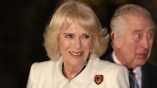 King Charles III and Camilla, Queen Consort depart after the 'Together at Christmas' Carol Service