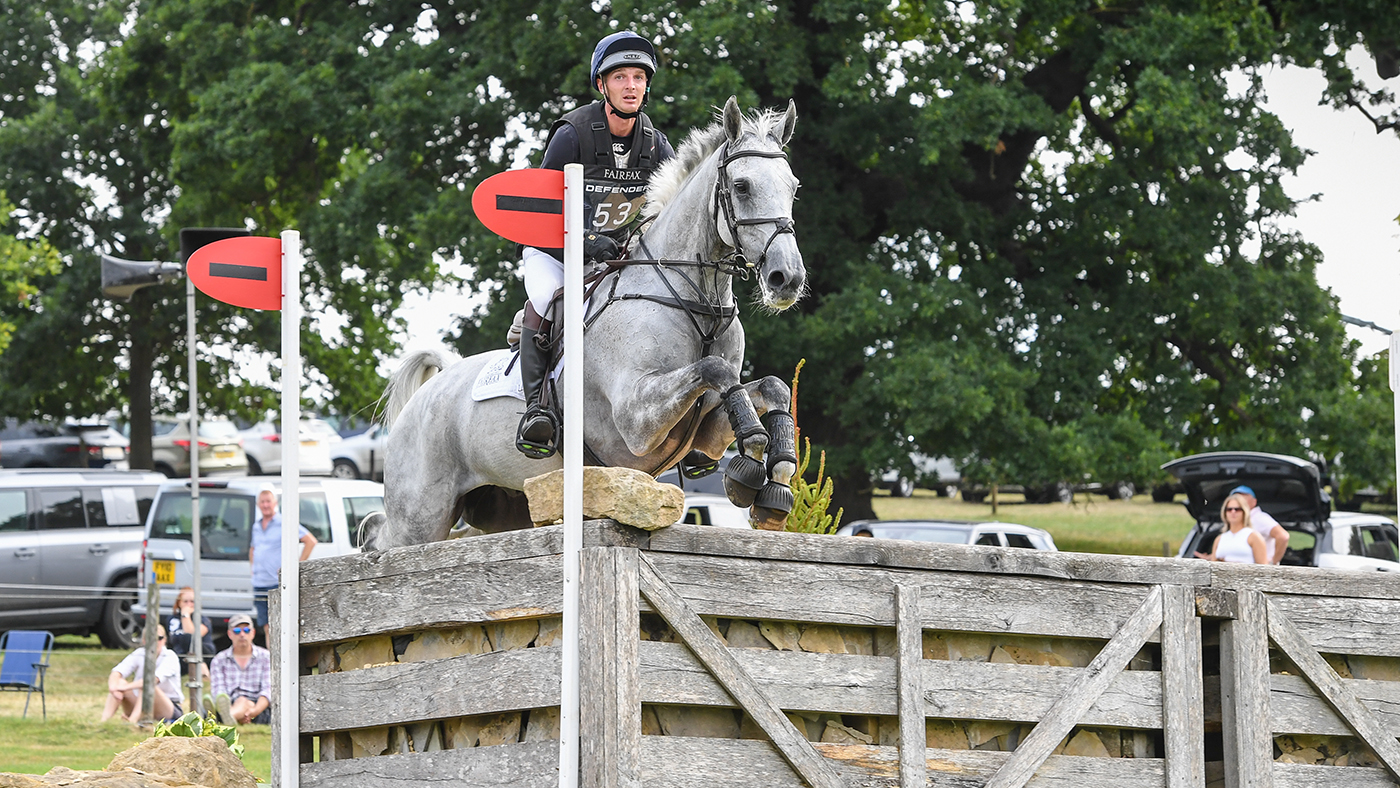Tom Jackson (GBR) riding Capels Hollow Drift in cross country stage at the Land Rover Burghley Horse Trials, in the park land surrounding Burghley House near Stamford in Lincolnshire in the UK between 31st August - 4th September 2022 Land Rover Burghley Horse Trials