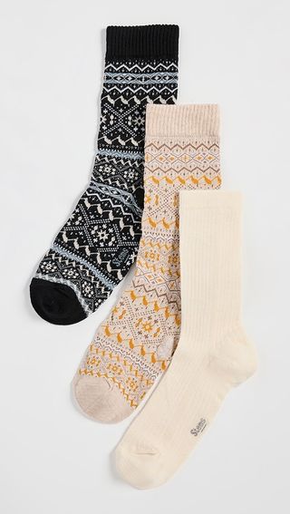 Stems Snowflake Cashmere Socks Gift Box of Three