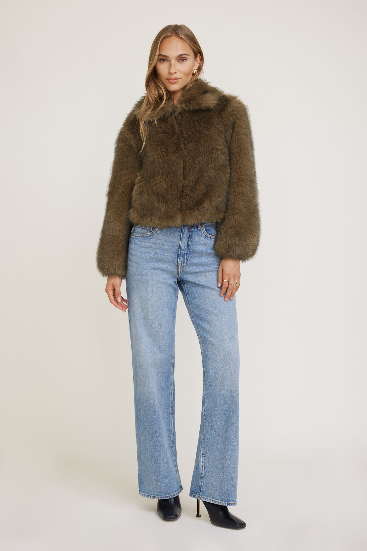 Zipped Faux Fur Jacket