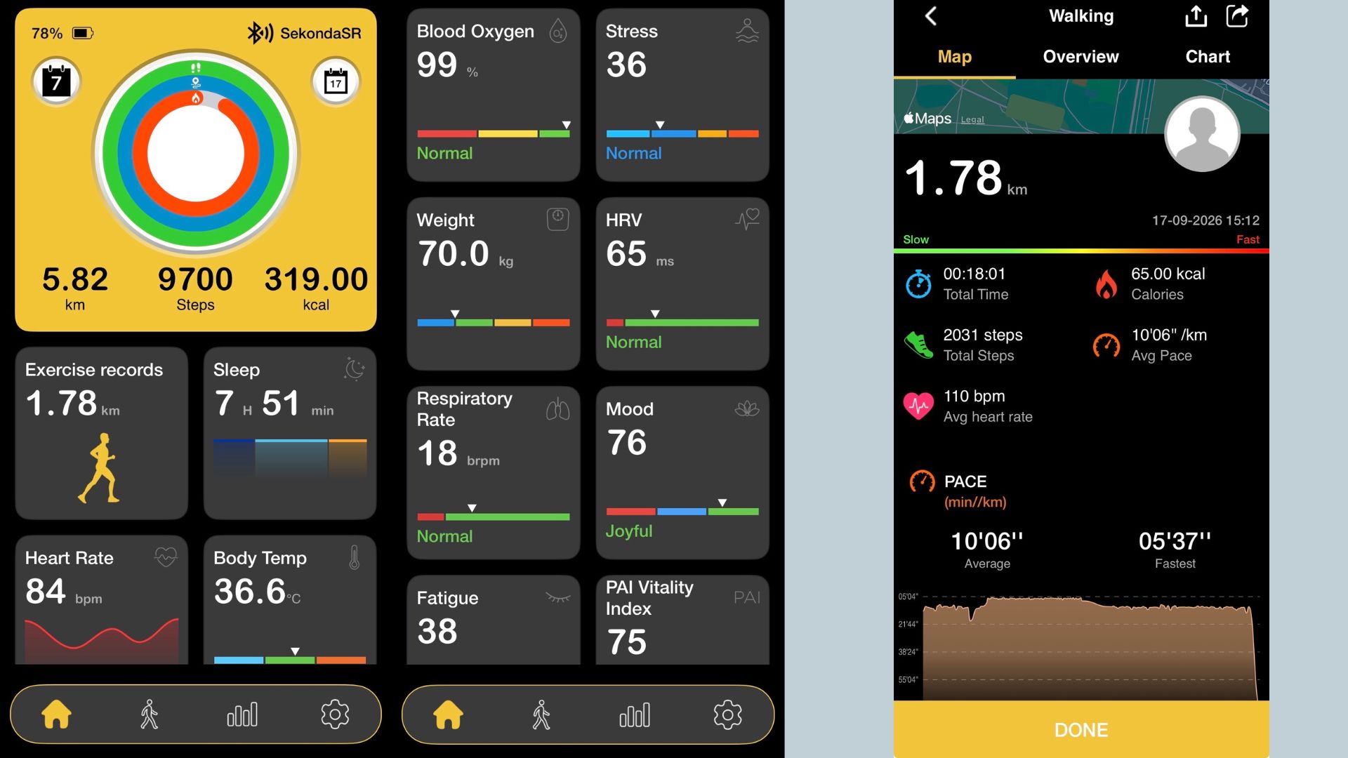 Grace Walsh's fitness insights in the Sekonda smart ring app