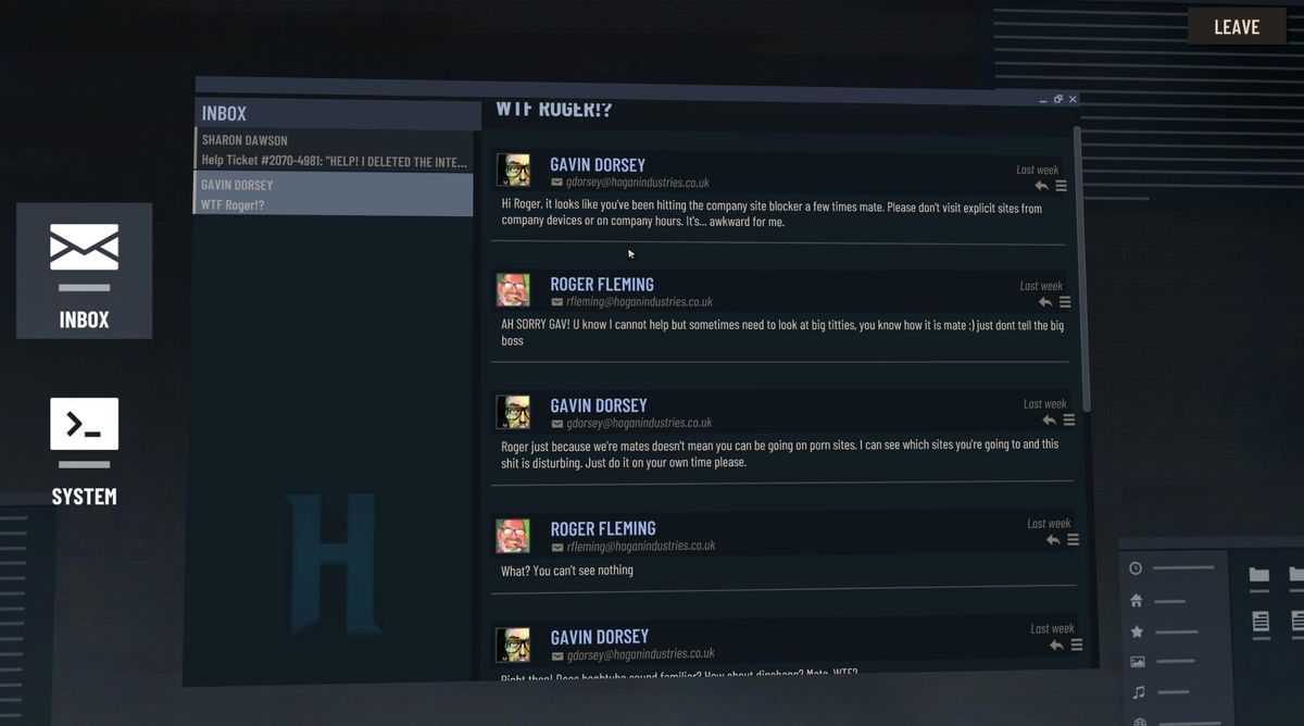 Email reading screen in Sunday Gold