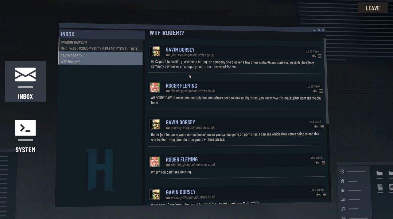 Email reading screen in Sunday Gold