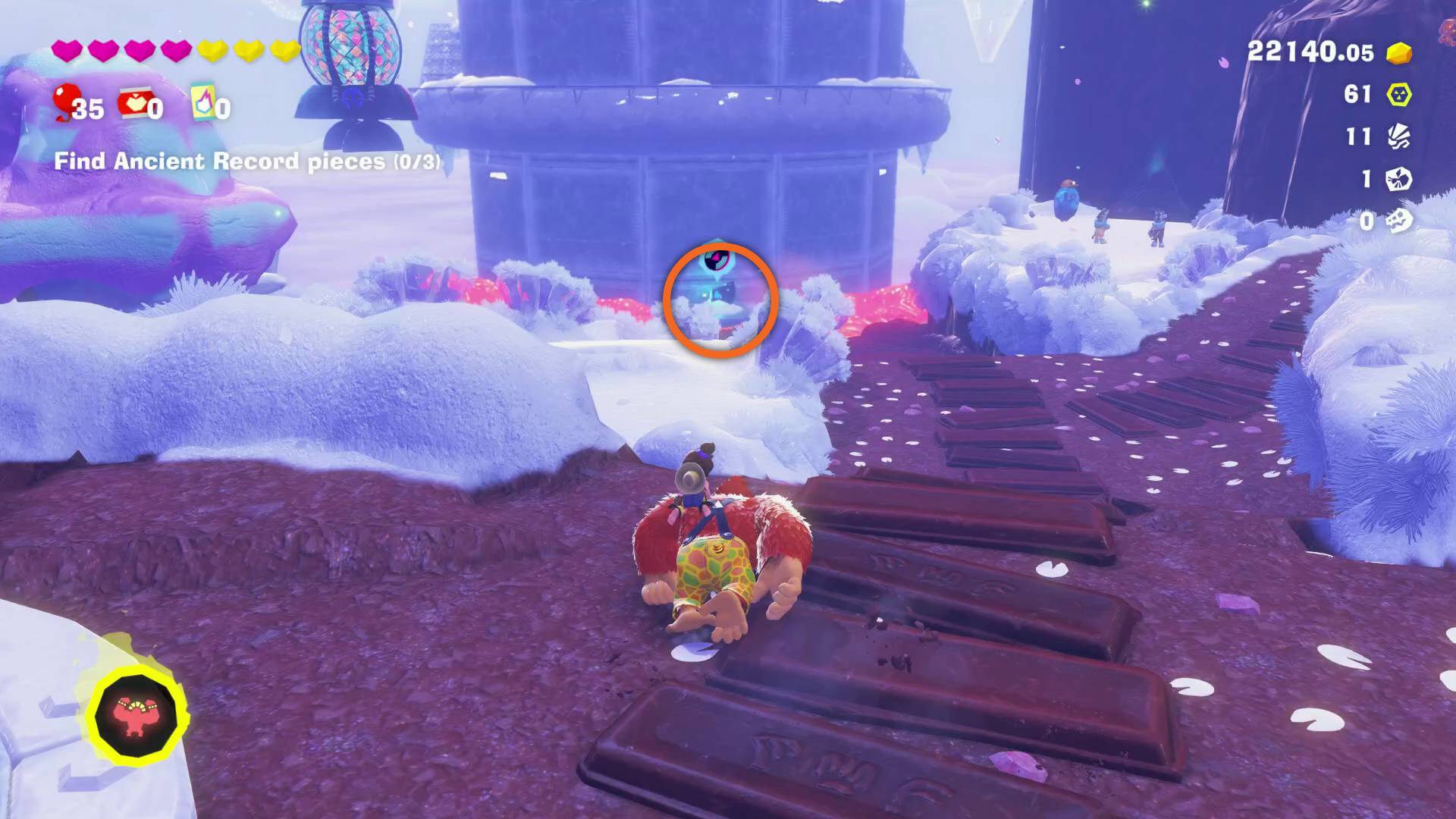 Donkey Kong Bananza zebra Bananza ancient record piece in lava pool