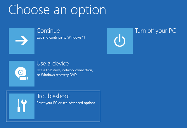 Click Troubleshoot