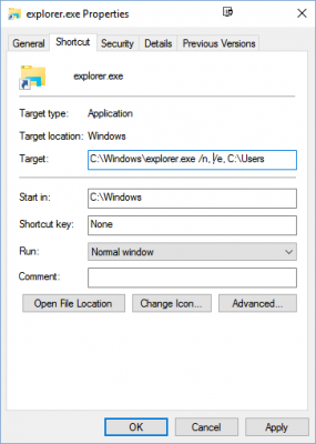 shortcut explorer folder