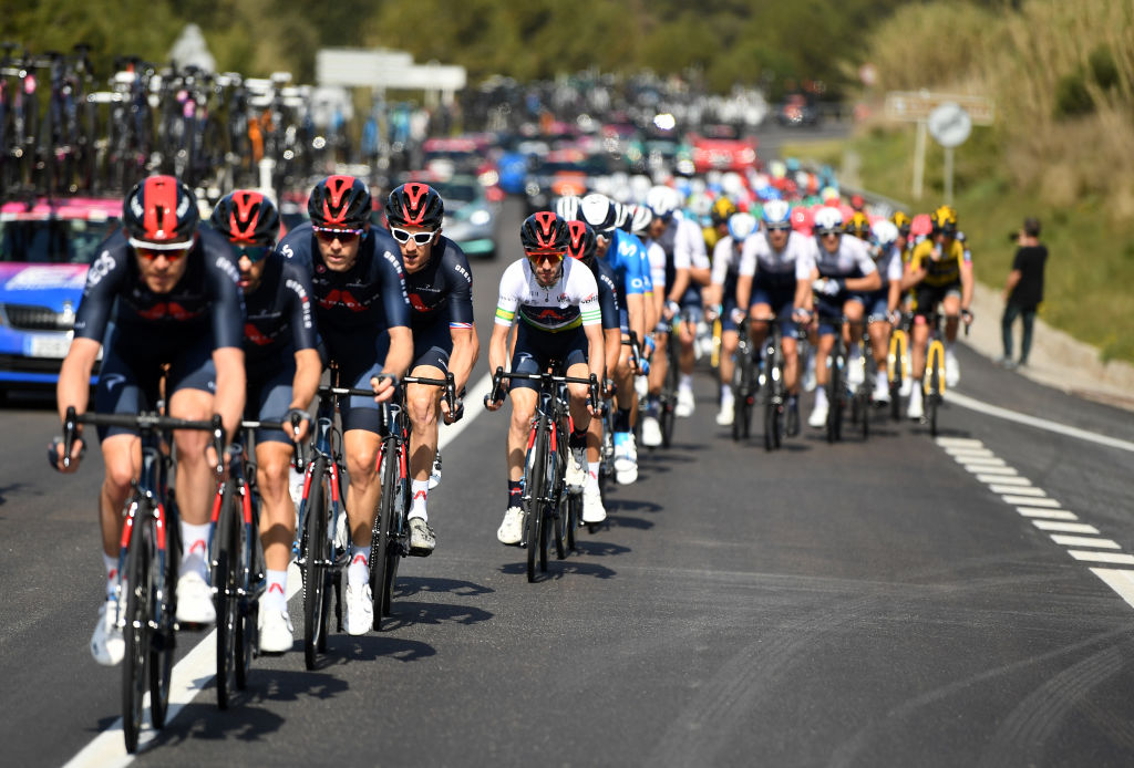 BARCELONA SPAIN  MARCH 28 Adam Yates of United Kingdom and Team INEOS Grenadiers Green Leader Jersey during the 100th Volta Ciclista a Catalunya 2021 Stage 7 a 133km stage from Barcelona to Barcelona  VoltaCatalunya100  on March 28 2021 in Barcelona Spain Photo by David RamosGetty Images
