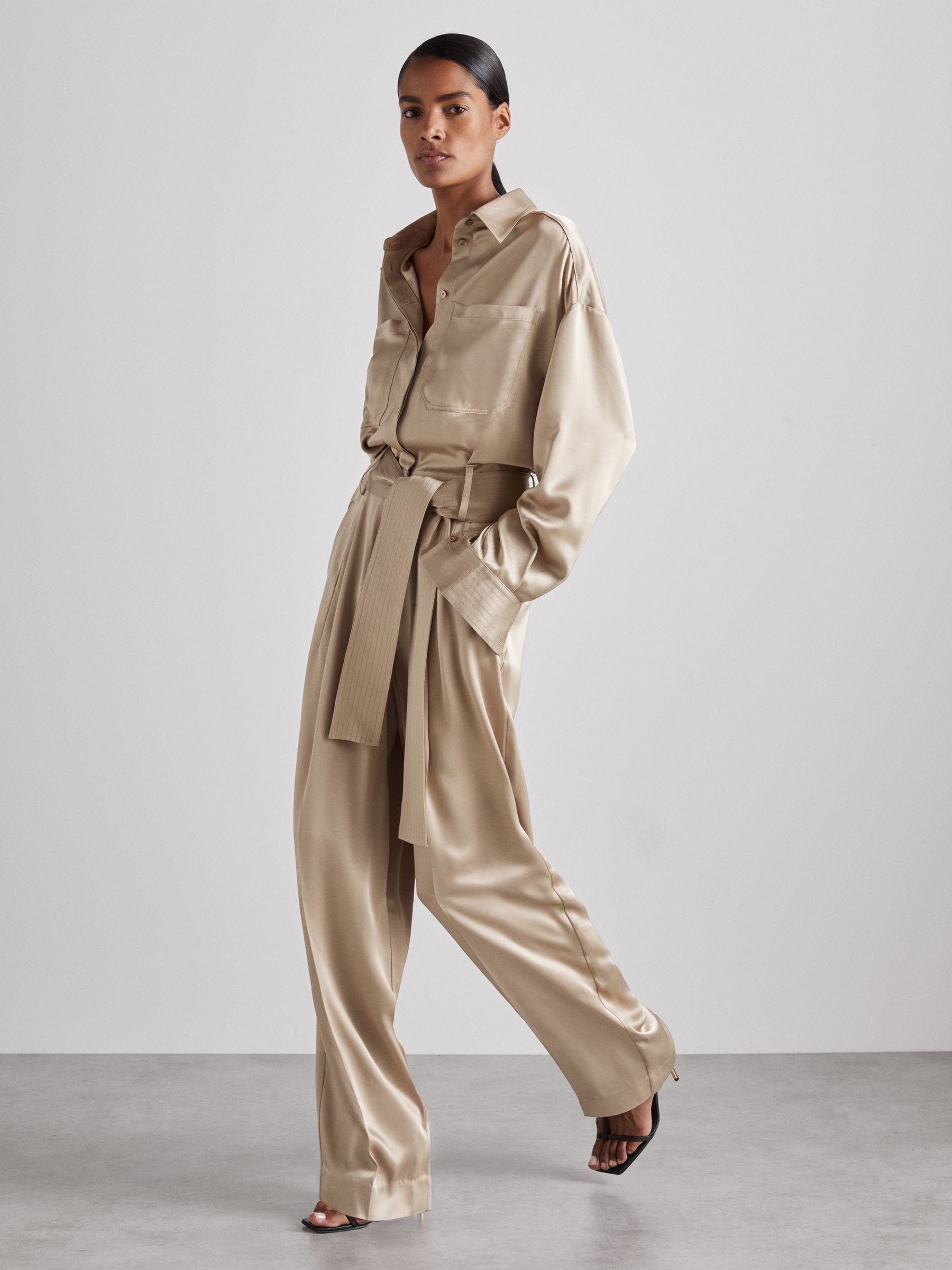 Anaise Atelier Belted Satin Jumpsuit