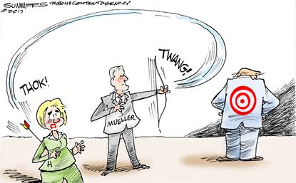 Political cartoon U.S. Trump Mueller Clinton Russia