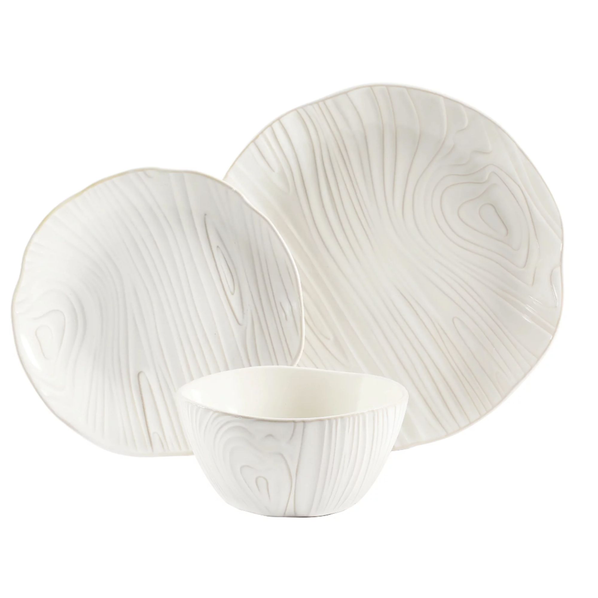 Martha Stewart Faux Bois 12 Piece Stoneware Dinnerware Set