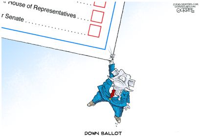 Political cartoon U.S. 2016 election Republican down ballot