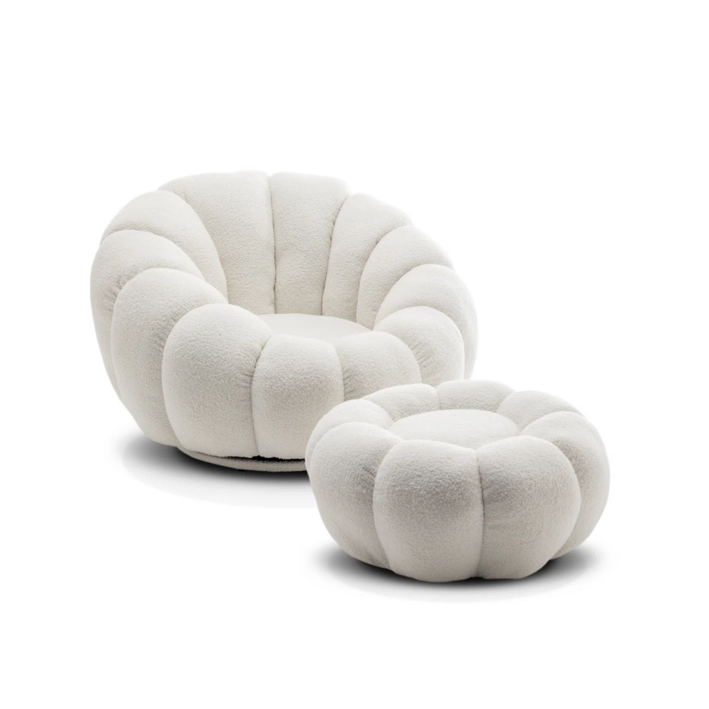 Teddy Boucle Swivel Chair with Footstool wayfair