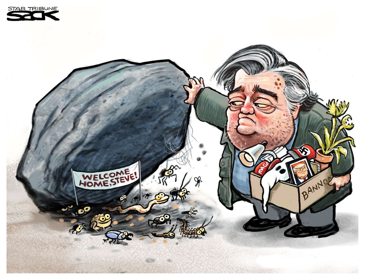 Political cartoon U.S. Bannon fired