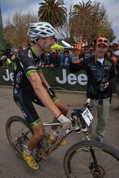 Runner-up Jeremiah Bishop arrives at the finish
