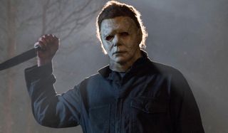 Michael Myers about to stab someone